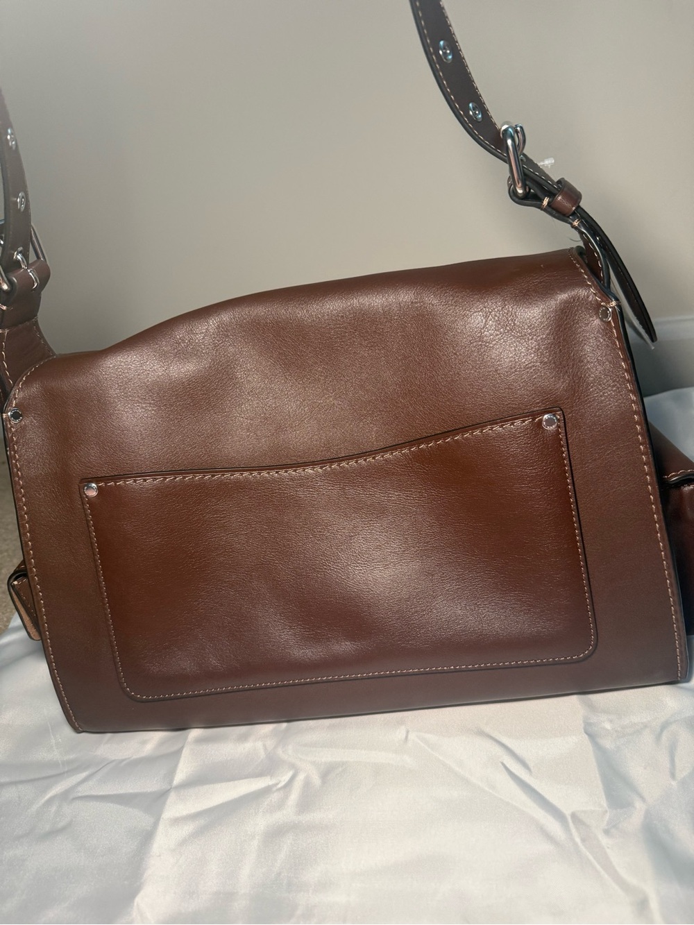 Coach Brown Leather Shoulder Bag with Silver Hardware - Picture 5 of 9